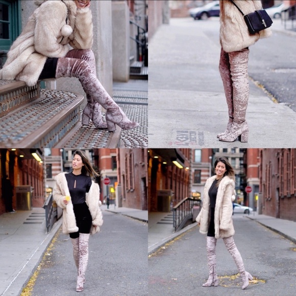 ASOS Velvet Over the Knee Boots sz 5 - Picture 3 of 3